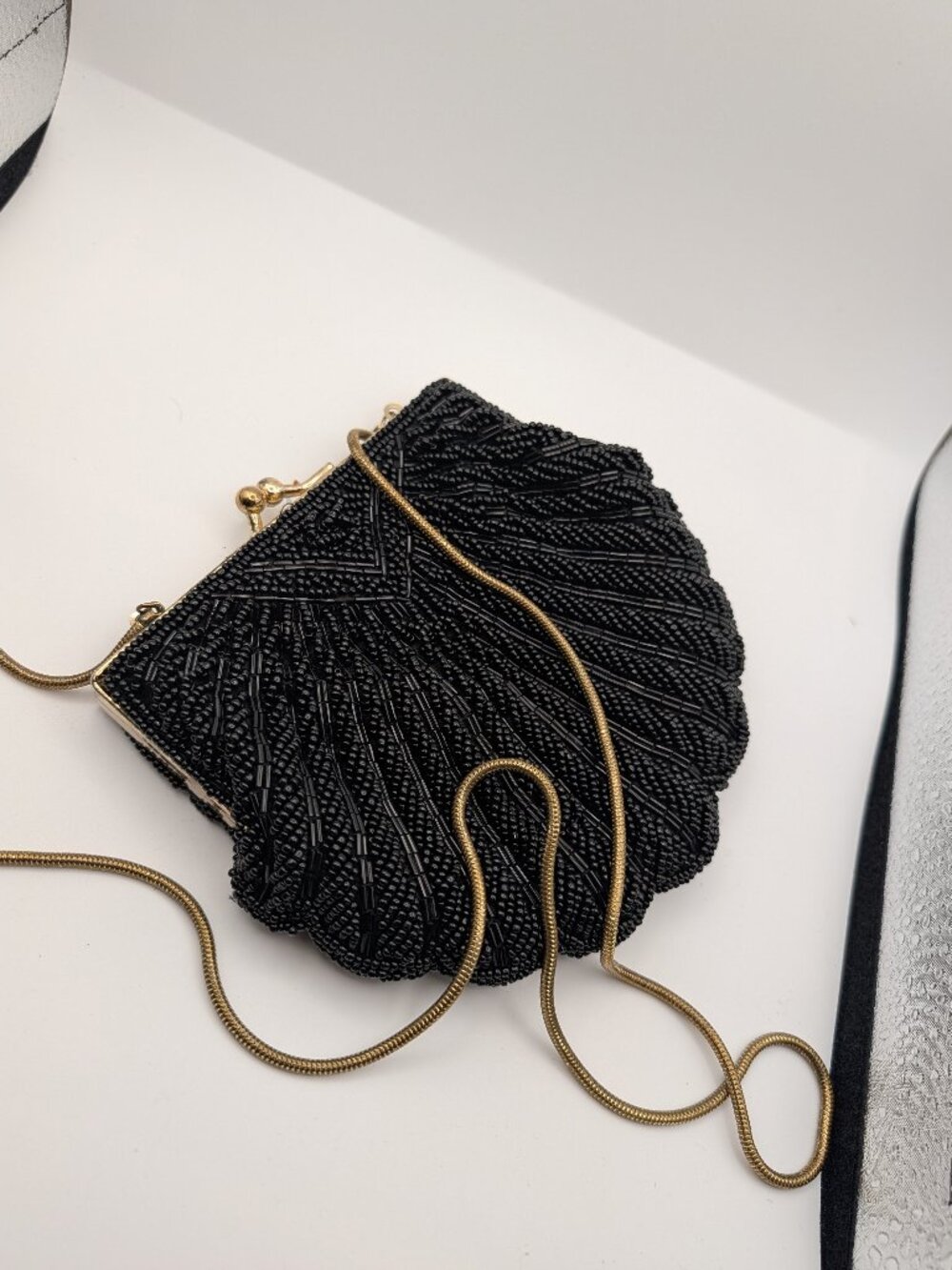 Vintage Black Beaded Evening Bag